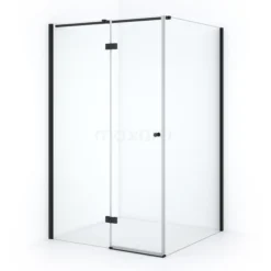 Amber Douchecabine | 110x110 Cm Mat Zwart Helder Glas Draaideur Vierkant