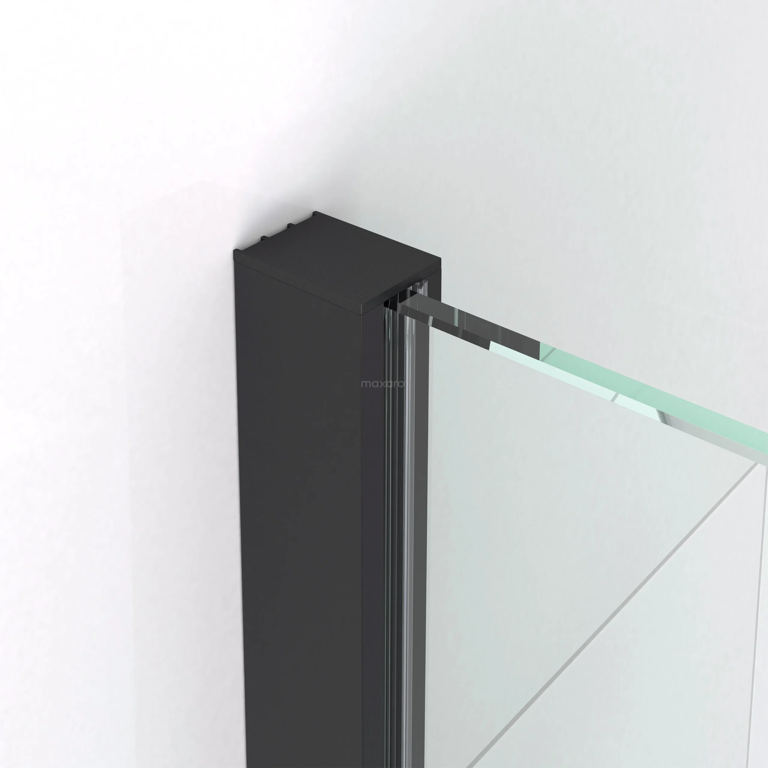 Amber Douchecabine | 70x70 Cm Mat Zwart Helder Glas Draaideur Vierkant - Afbeelding 2