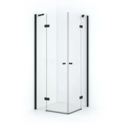 Amber Douchecabine | 80x80 Cm Mat Zwart Helder Glas Draaideur Vierkant