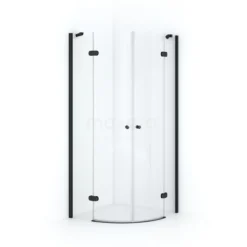 Amber Douchecabine | 90x90 Cm Mat Zwart Helder Glas Draaideur Kwartrond