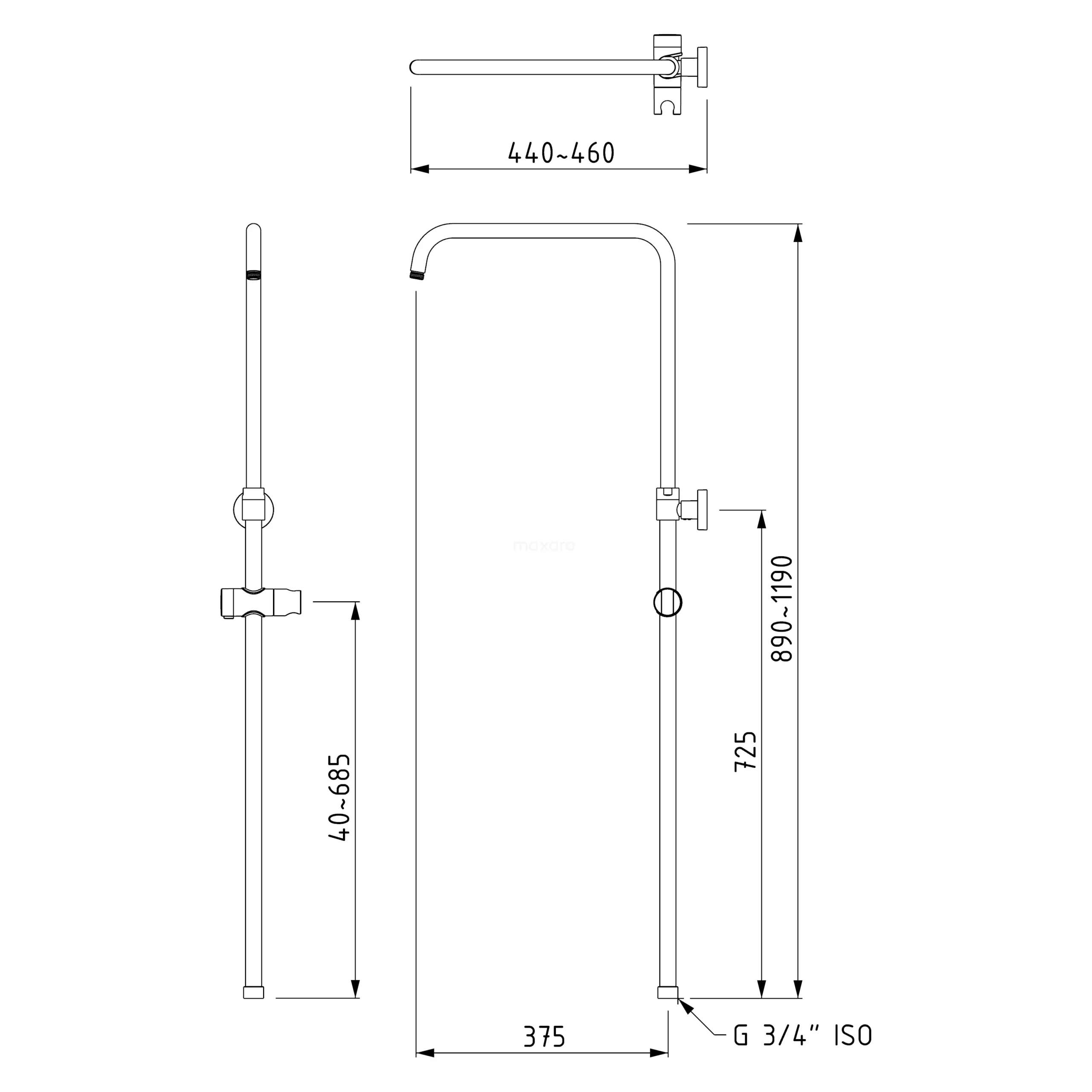 Balance Regendouche Opbouw | Zwart 20 Cm Regendouche - Afbeelding 8