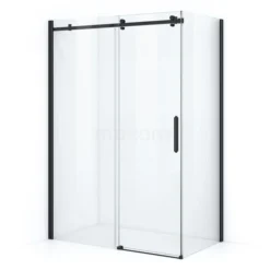 Crystal Allure Douchecabine | 140x80 Cm Mat Zwart Helder Glas Schuifdeur Rechthoek