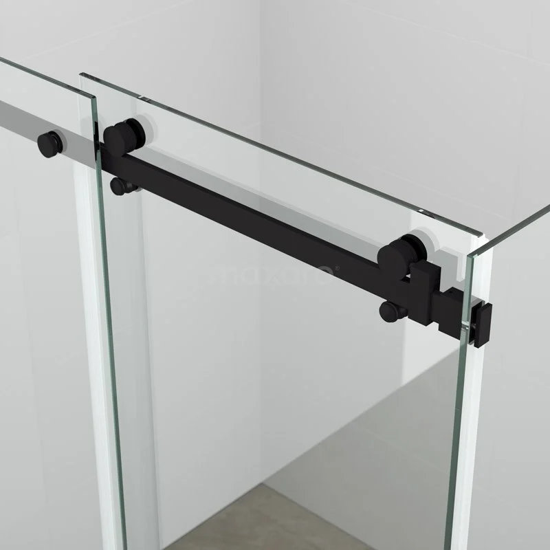 Crystal Allure Douchedeur | 140 Cm Mat Zwart Helder Glas Schuifdeur - Afbeelding 3