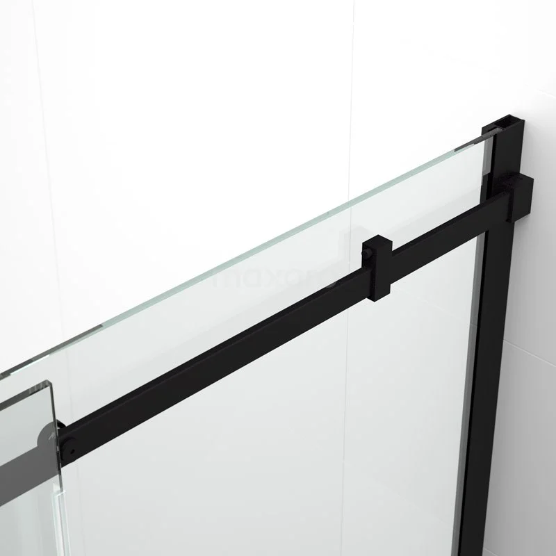 Crystal Allure Douchedeur | 140 Cm Mat Zwart Helder Glas Schuifdeur - Afbeelding 4
