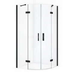 Diamond Douchecabine | 100x100 Cm Mat Zwart Helder Glas Draaideur Kwartrond