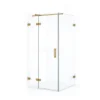 Diamond Douchecabine | 100x70 Cm Goud Helder Glas Draaideur Rechthoek