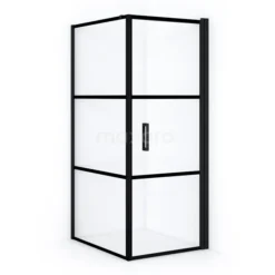 Diamond Douchecabine | 100x70 Cm Mat Zwart Helder Met 4 Zwarte Strepen Draaideur Rechthoek