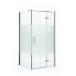 Diamond Douchecabine | 100x90 Cm Chroom Helder Met Matte Strook Draaideur Rechthoek