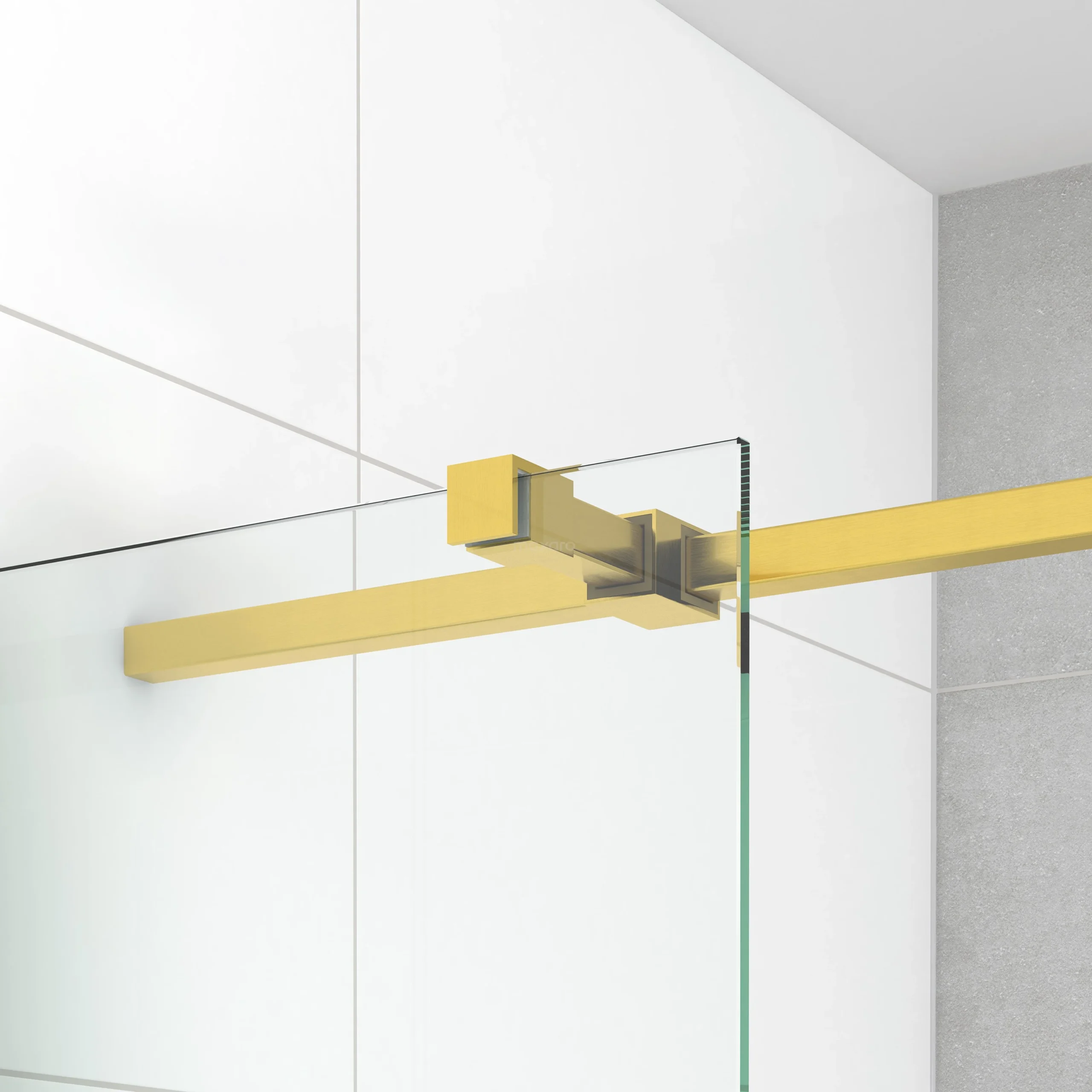 Diamond Douchecabine | 100x90 Cm Goud Helder Glas Draaideur Rechthoek - Afbeelding 6