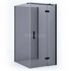 Diamond Douchecabine | 120x100 Cm Mat Zwart Rookglas Draaideur Halfvrijstaande Rechthoek