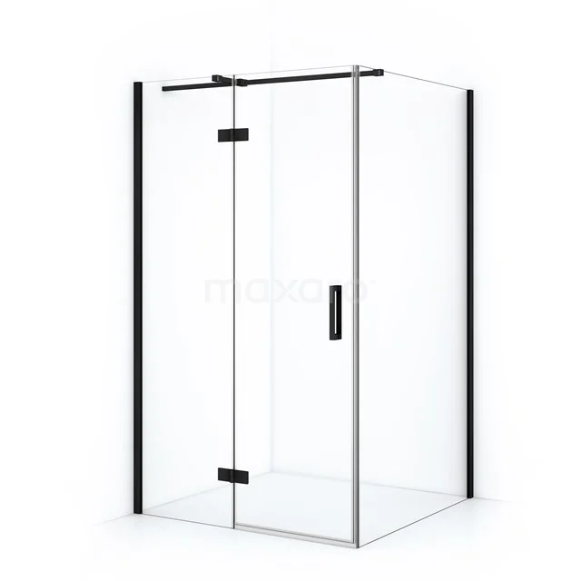Diamond Douchecabine | 120x90 Cm Mat Zwart Helder Glas Draaideur Rechthoek