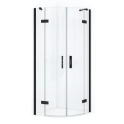 Diamond Douchecabine | 80x80 Cm Mat Zwart Helder Glas Draaideur Kwartrond