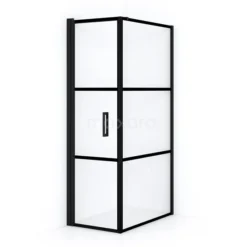 Diamond Douchecabine | 90x60 Cm Mat Zwart Helder Met 4 Zwarte Strepen Draaideur Rechthoek