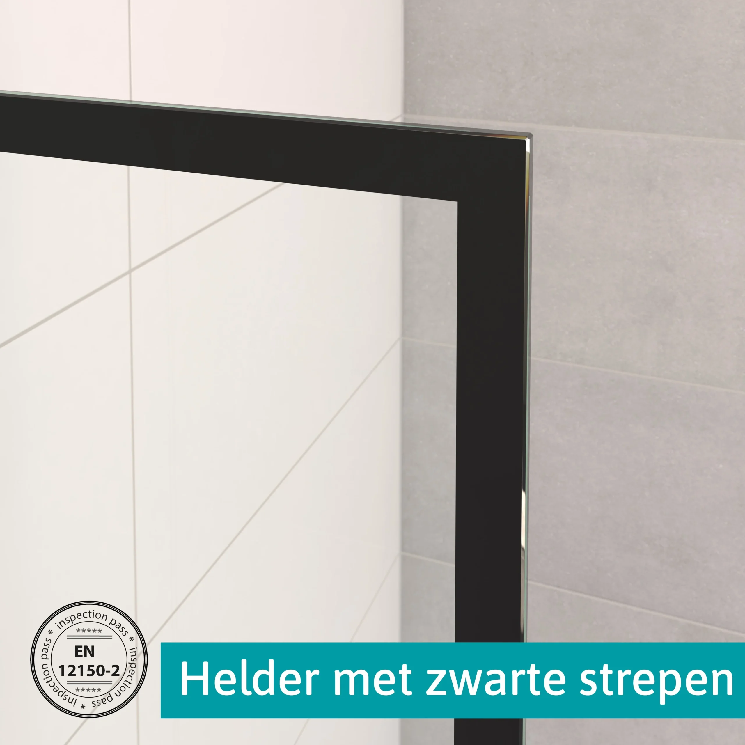 Diamond Douchecabine | 90x60 Cm Mat Zwart Helder Met 4 Zwarte Strepen Draaideur Rechthoek - Afbeelding 7