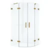 Diamond Douchecabine | 90x90 Cm Goud Helder Glas Draaideur Kwartrond