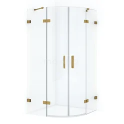 Diamond Douchecabine | 90x90 Cm Goud Helder Glas Draaideur Kwartrond
