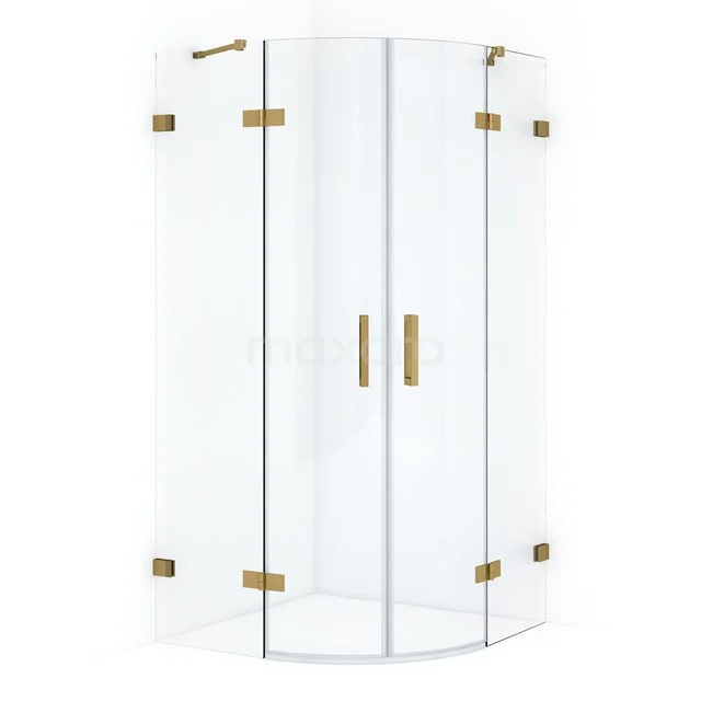 Diamond Douchecabine | 90x90 Cm Goud Helder Glas Draaideur Kwartrond