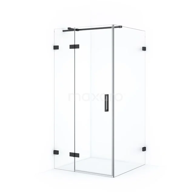 Diamond Douchecabine | 90x90 Cm Zwart Chroom Helder Glas Draaideur Vierkant