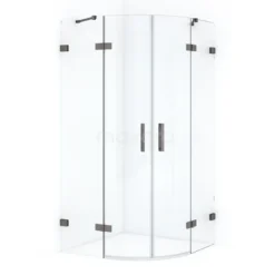 Diamond Douchecabine | 90x90 Cm Zwart Metaal Helder Glas Draaideur Kwartrond