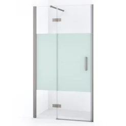 Diamond Douchedeur | 100 Cm Rvs Helder Met Matte Strook Draaideur