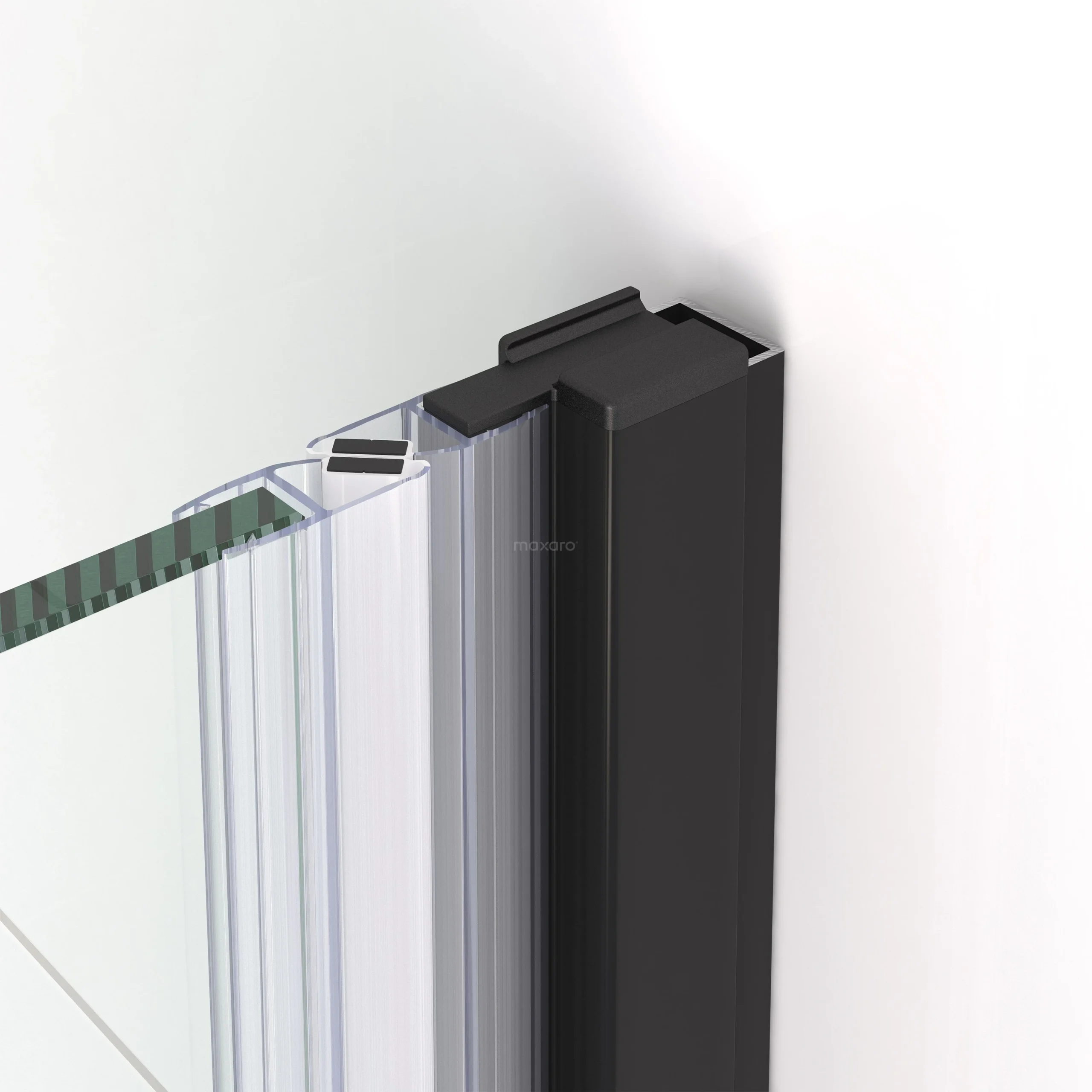 Diamond Douchedeur | 110 Cm Mat Zwart Helder Glas Draaideur - Afbeelding 6