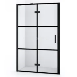 Diamond Douchedeur | 120 Cm Mat Zwart Helder Met 4 Zwarte Strepen Draaideur