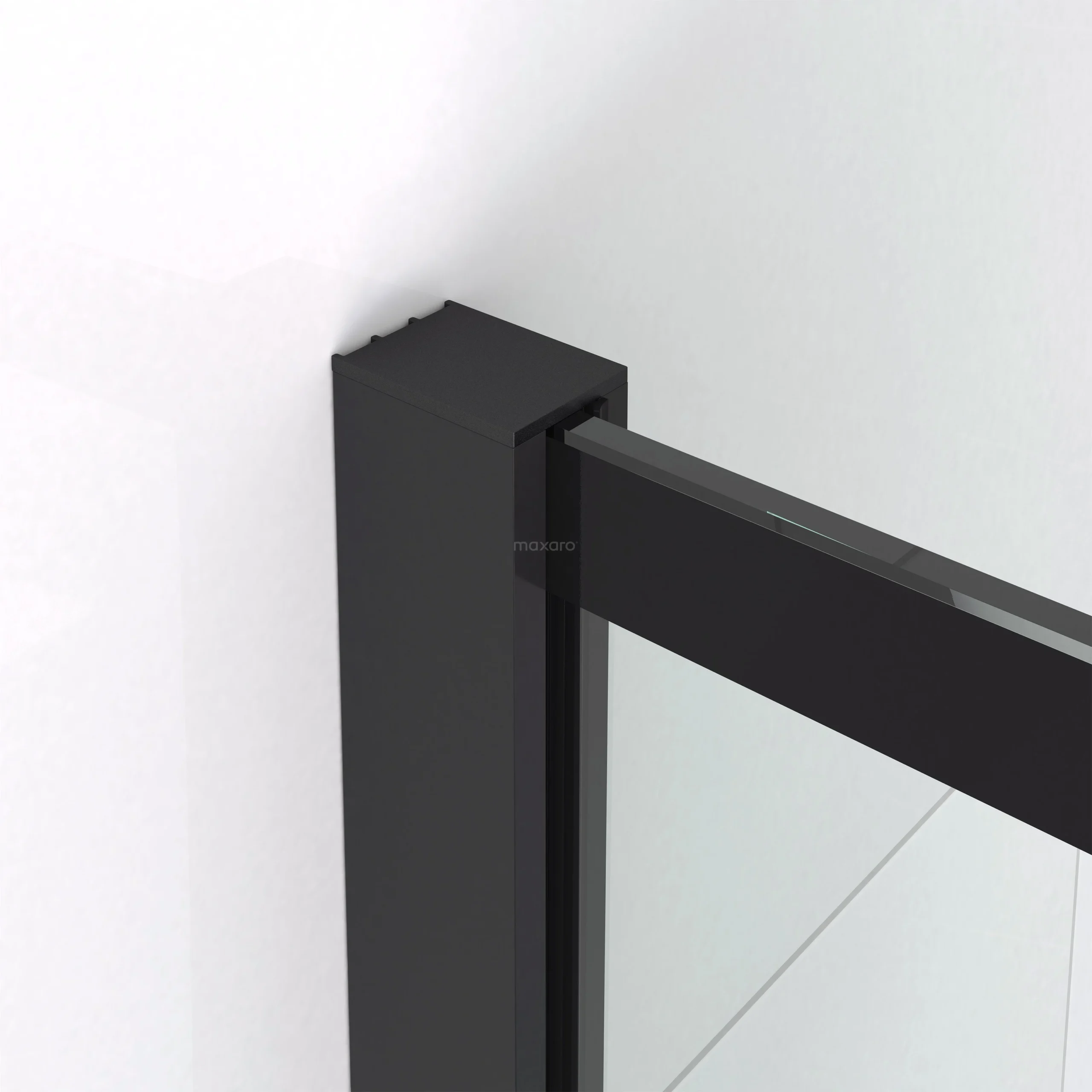 Diamond Douchedeur | 90 Cm Mat Zwart Helder Met 4 Zwarte Strepen Draaideur - Afbeelding 2