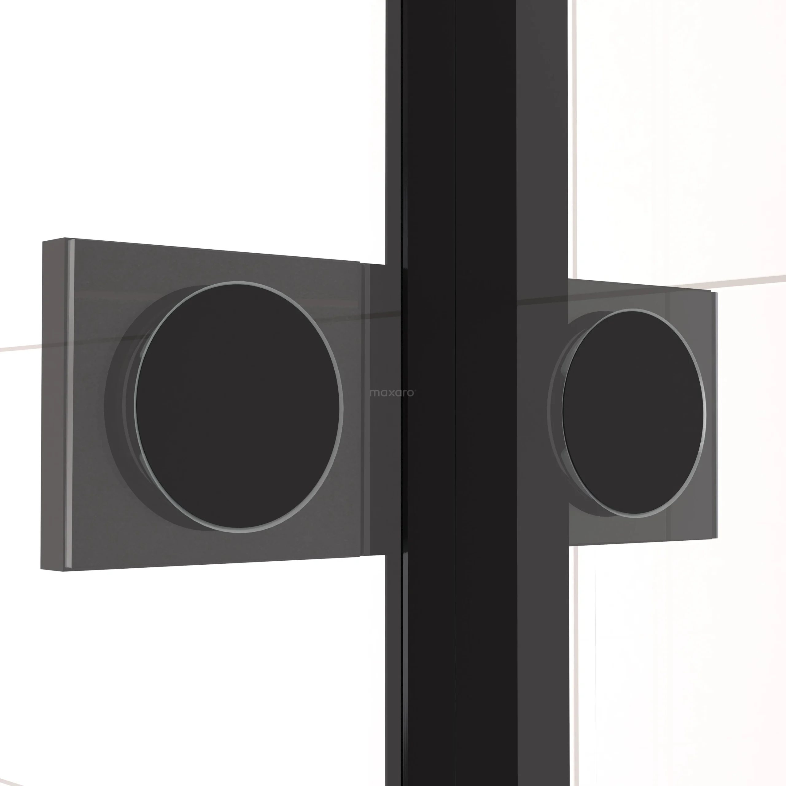 Diamond Douchedeur | 90 Cm Mat Zwart Helder Met 4 Zwarte Strepen Draaideur - Afbeelding 4