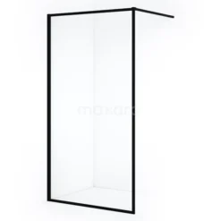 Diamond Inloopdouche | 100 Cm Mat Zwart Helder Glas Vaste Wand