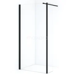 Diamond Inloopdouche | 100 Cm Mat Zwart Helder Glas Vaste Wand Met Zijwand
