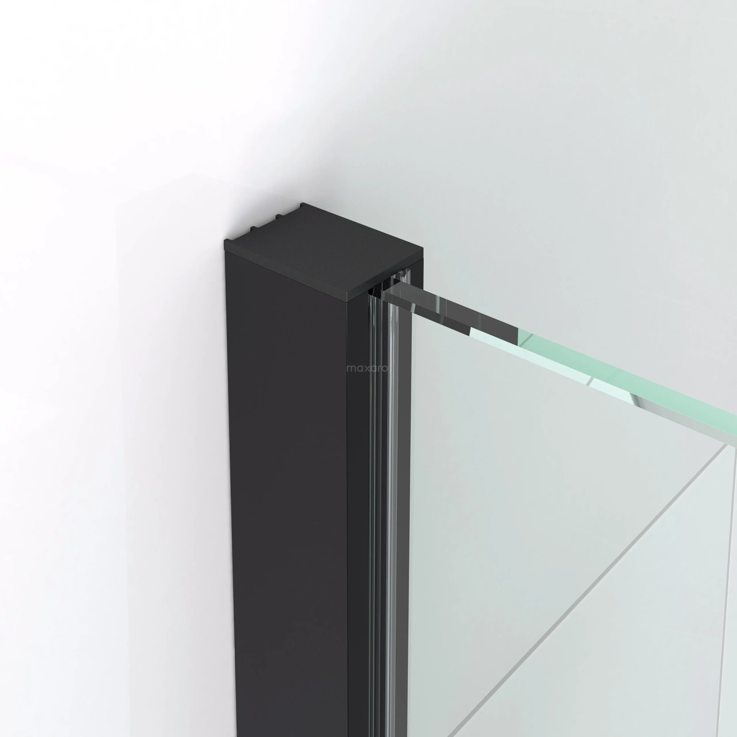 Diamond Inloopdouche | 100 Cm Zwart Chroom Helder Met Matte Strook Vaste Wand - Afbeelding 2