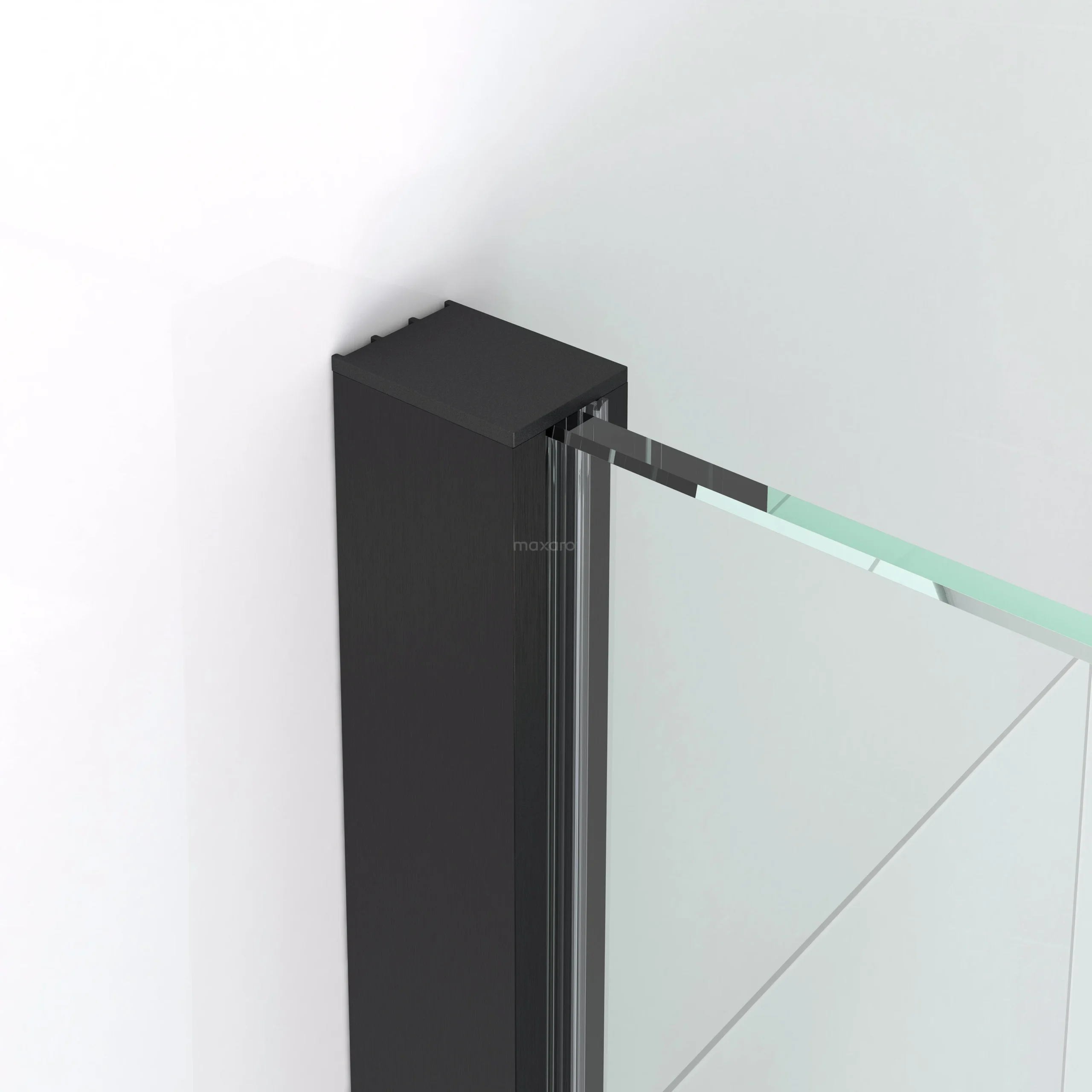 Diamond Inloopdouche | 110 Cm Zwart Metaal Helder Met Matte Strook Vaste Wand - Afbeelding 2