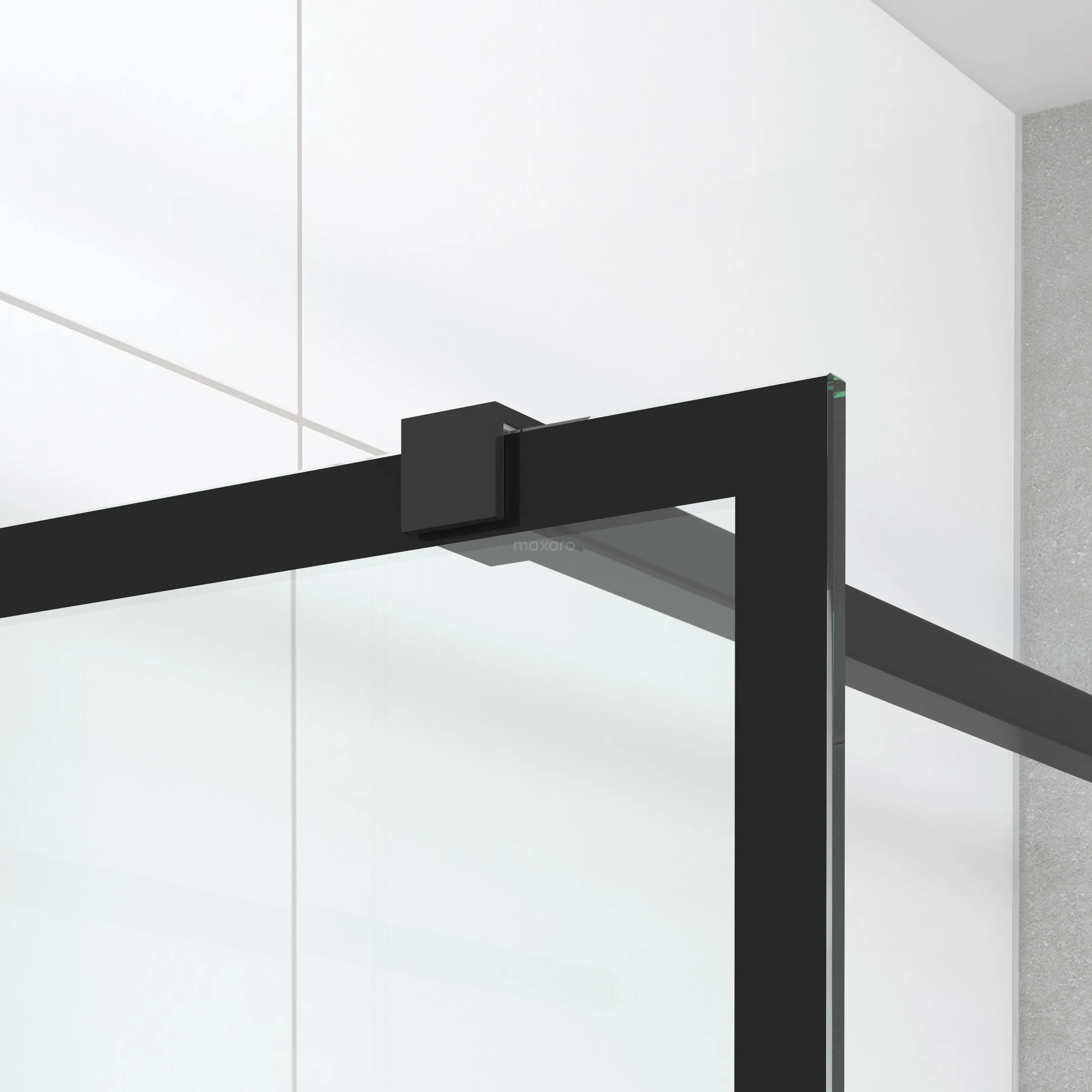 Diamond Inloopdouche | 120 Cm Mat Zwart Helder Met 4 Zwarte Strepen Vaste Wand - Afbeelding 3