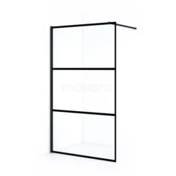 Diamond Inloopdouche | 120 Cm Mat Zwart Helder Met 4 Zwarte Strepen Vaste Wand