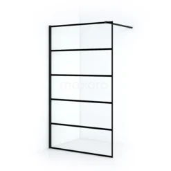 Diamond Inloopdouche | 120 Cm Mat Zwart Helder Met 6 Zwarte Strepen Vaste Wand