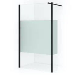 Diamond Inloopdouche | 120 Cm Mat Zwart Helder Met Matte Strook Vaste Wand Met Zijwand