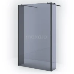 Diamond Inloopdouche | 120 Cm Mat Zwart Rookglas Vrijstaande Wand Met Zijwanden
