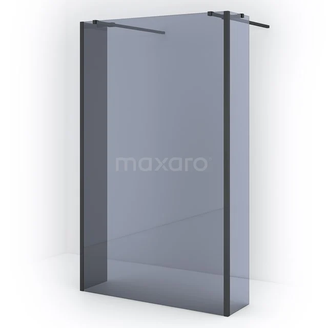Diamond Inloopdouche | 120 Cm Mat Zwart Rookglas Vrijstaande Wand Met Zijwanden
