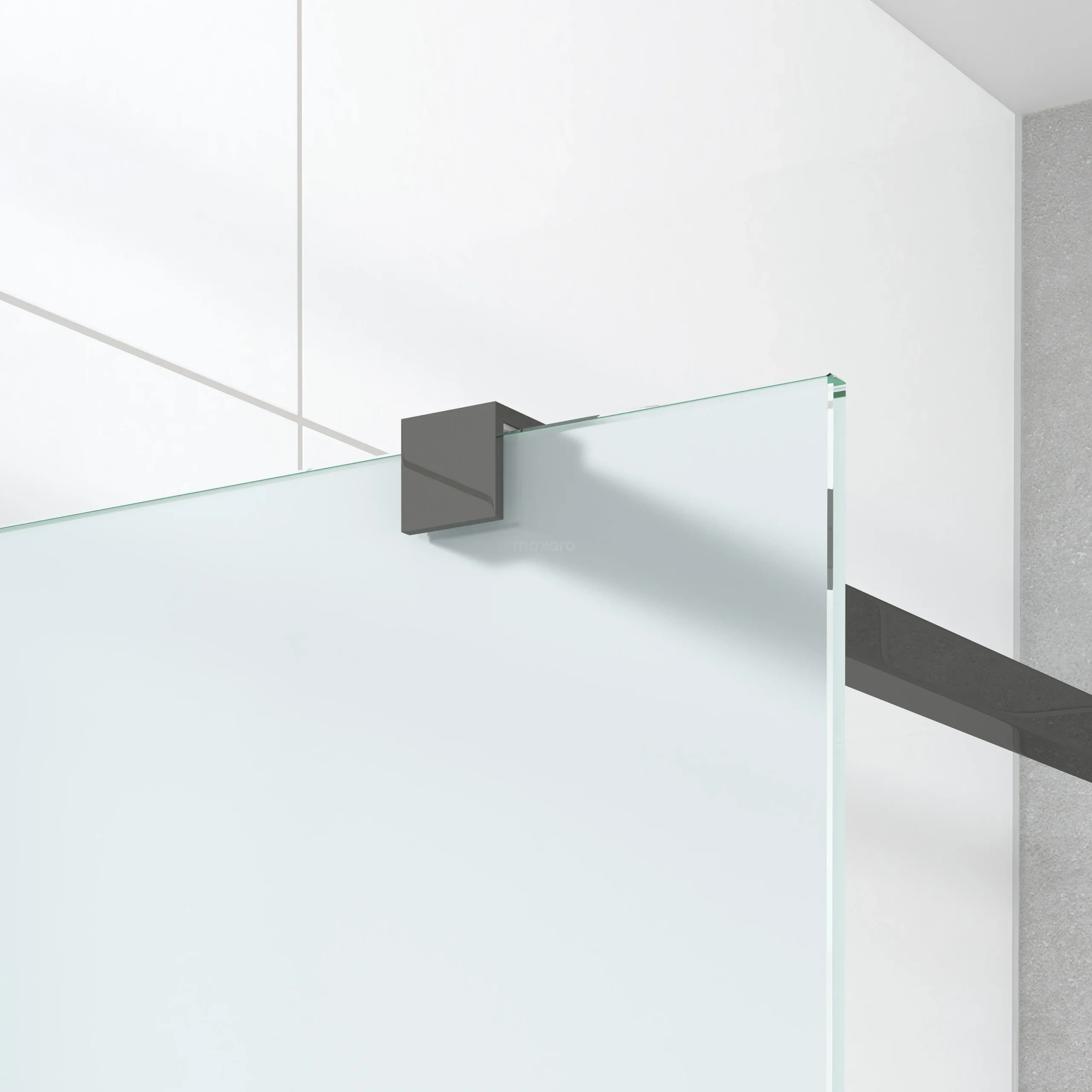 Diamond Inloopdouche | 120 Cm Zwart Chroom Helder Met Matte Strepen Vaste Wand - Afbeelding 3