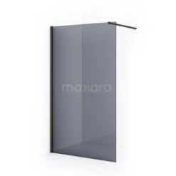 Diamond Inloopdouche | 120 Cm Zwart Metaal Rookglas Vaste Wand
