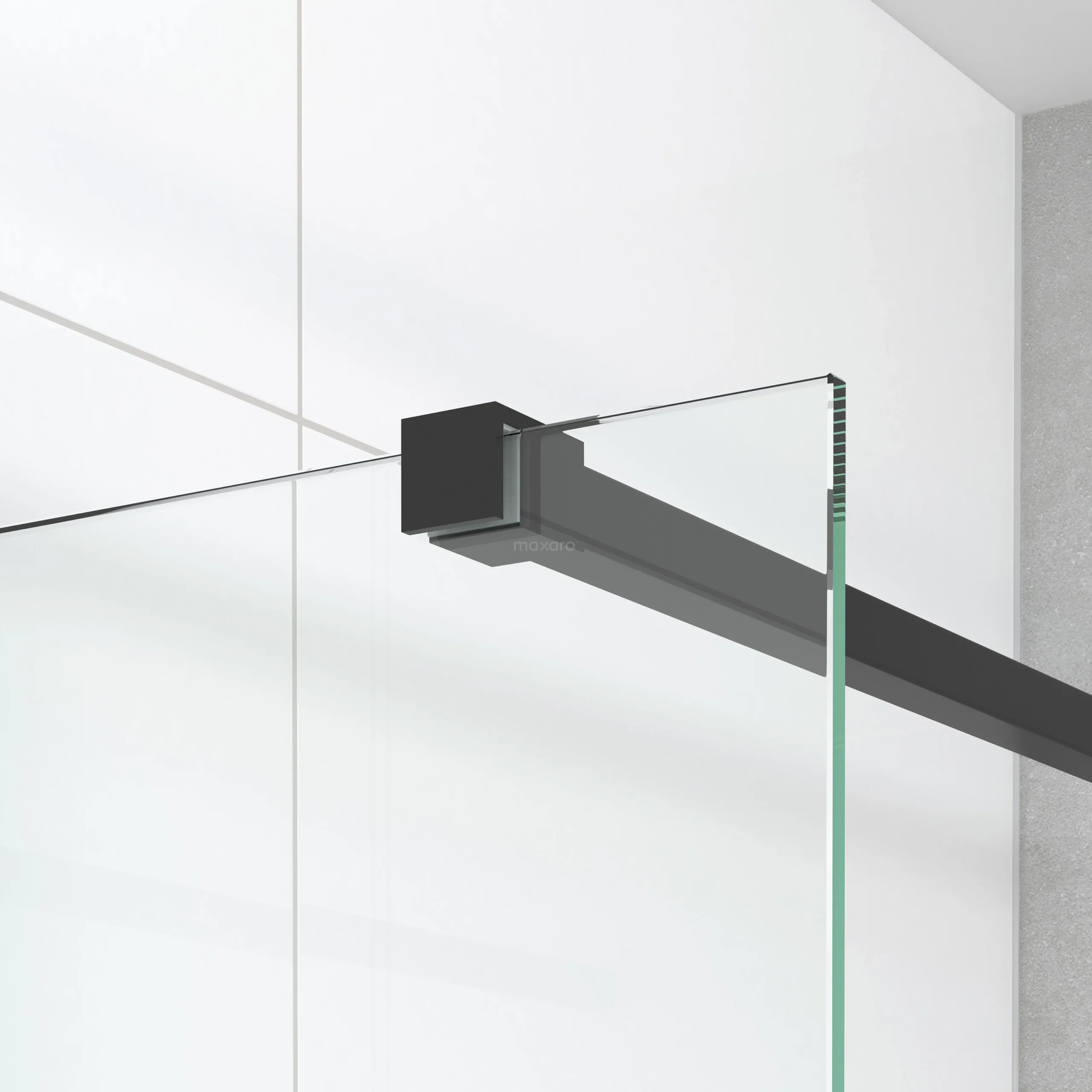 Diamond Inloopdouche | 130 Cm Mat Zwart Helder Glas Vaste Wand - Afbeelding 3