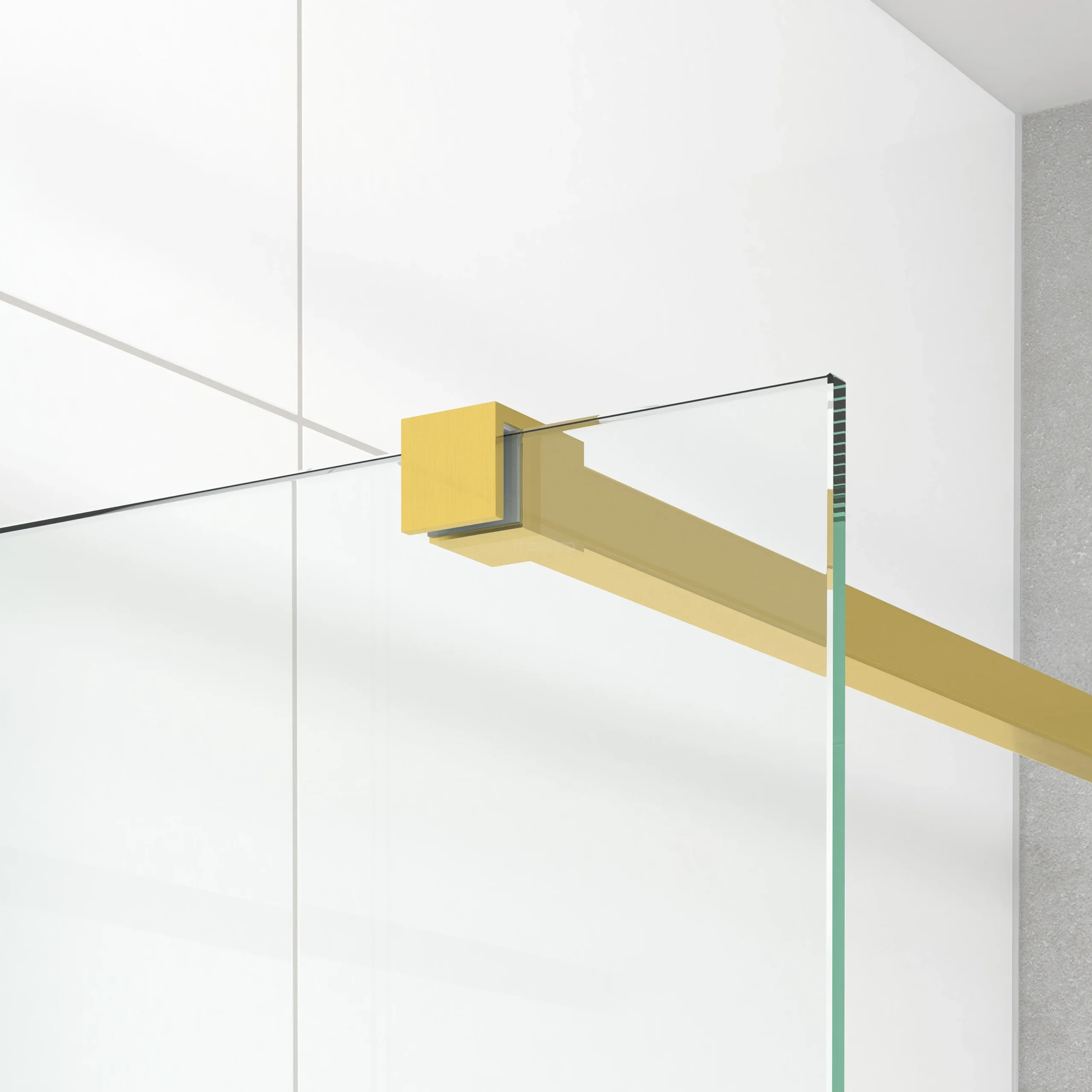 Diamond Inloopdouche | 140 Cm Goud Helder Met Matte Strook Vaste Wand - Afbeelding 3