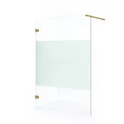 Diamond Inloopdouche | 140 Cm Goud Helder Met Matte Strook Vaste Wand