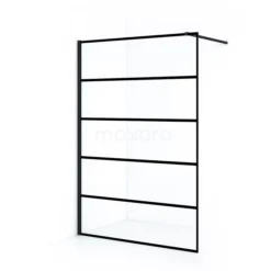 Diamond Inloopdouche | 140 Cm Mat Zwart Helder Met 6 Zwarte Strepen Vaste Wand