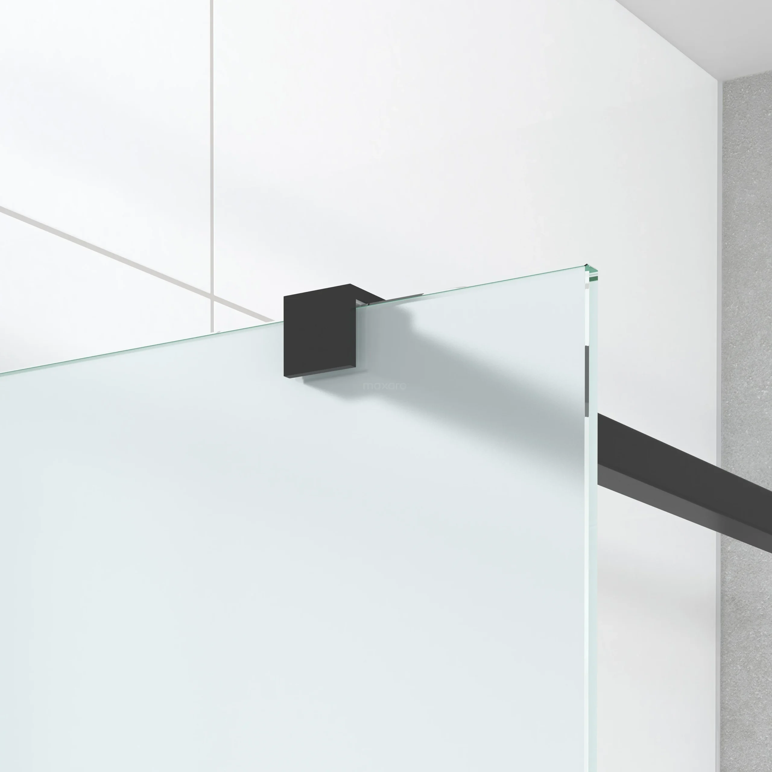 Diamond Inloopdouche | 140 Cm Mat Zwart Helder Met Matte Strepen Vaste Wand - Afbeelding 3