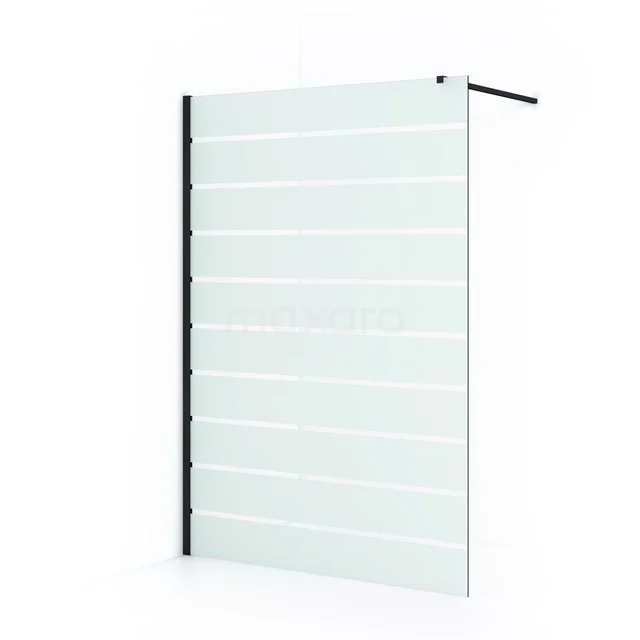 Diamond Inloopdouche | 140 Cm Mat Zwart Helder Met Matte Strepen Vaste Wand