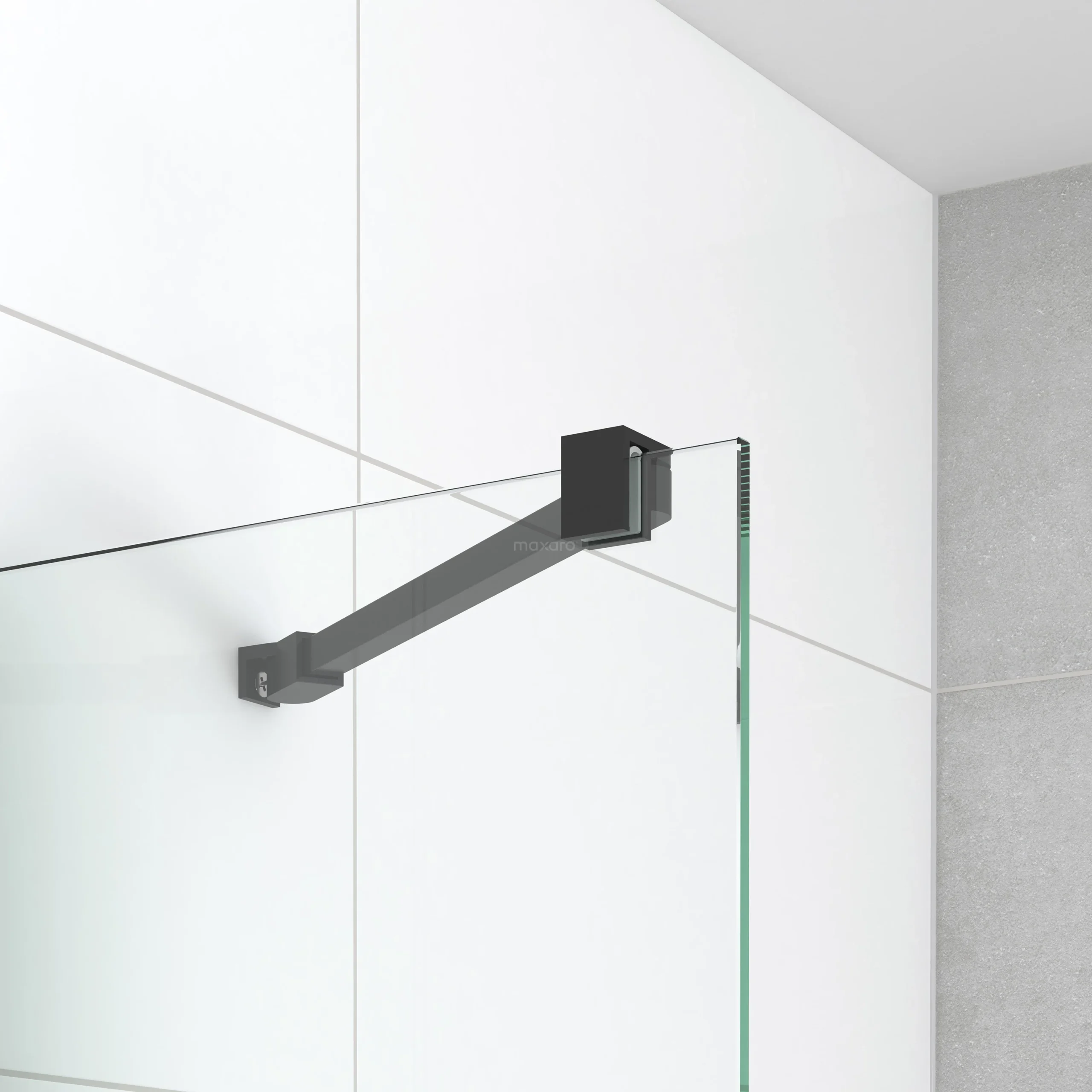 Diamond Inloopdouche | 40 Cm Mat Zwart Helder Glas Vaste Wand Met Zijwand - Afbeelding 3