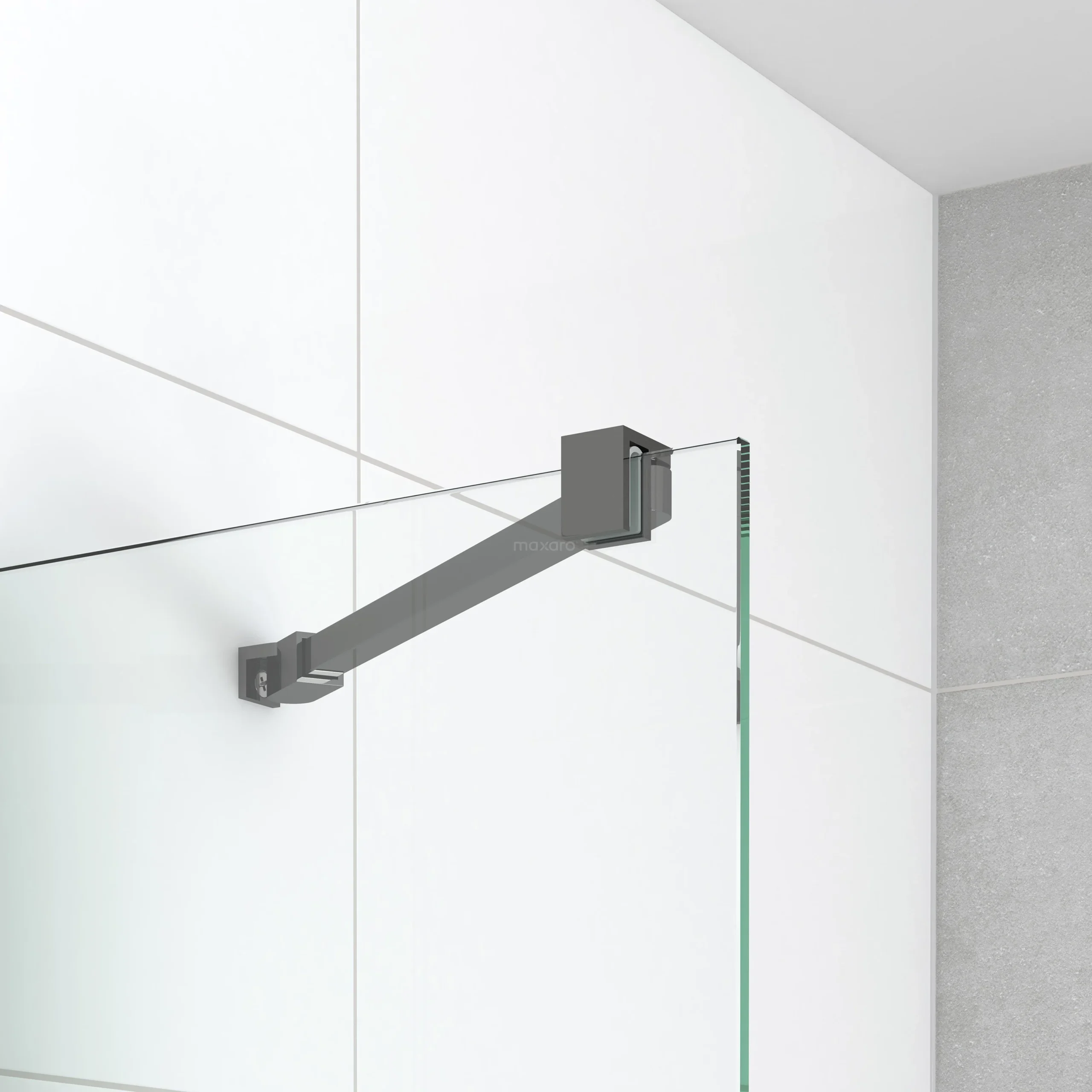 Diamond Inloopdouche | 50 Cm Zwart Chroom Helder Glas Vaste Wand - Afbeelding 3