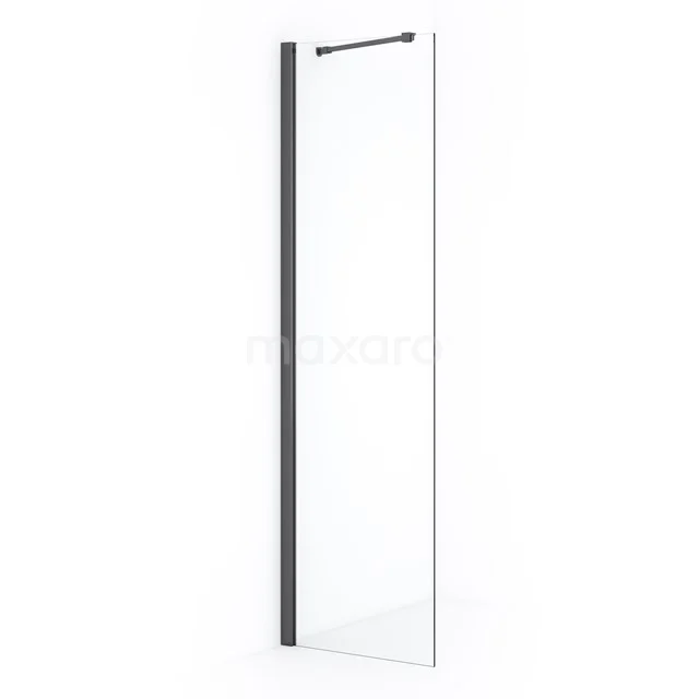 Diamond Inloopdouche | 50 Cm Zwart Chroom Helder Glas Vaste Wand
