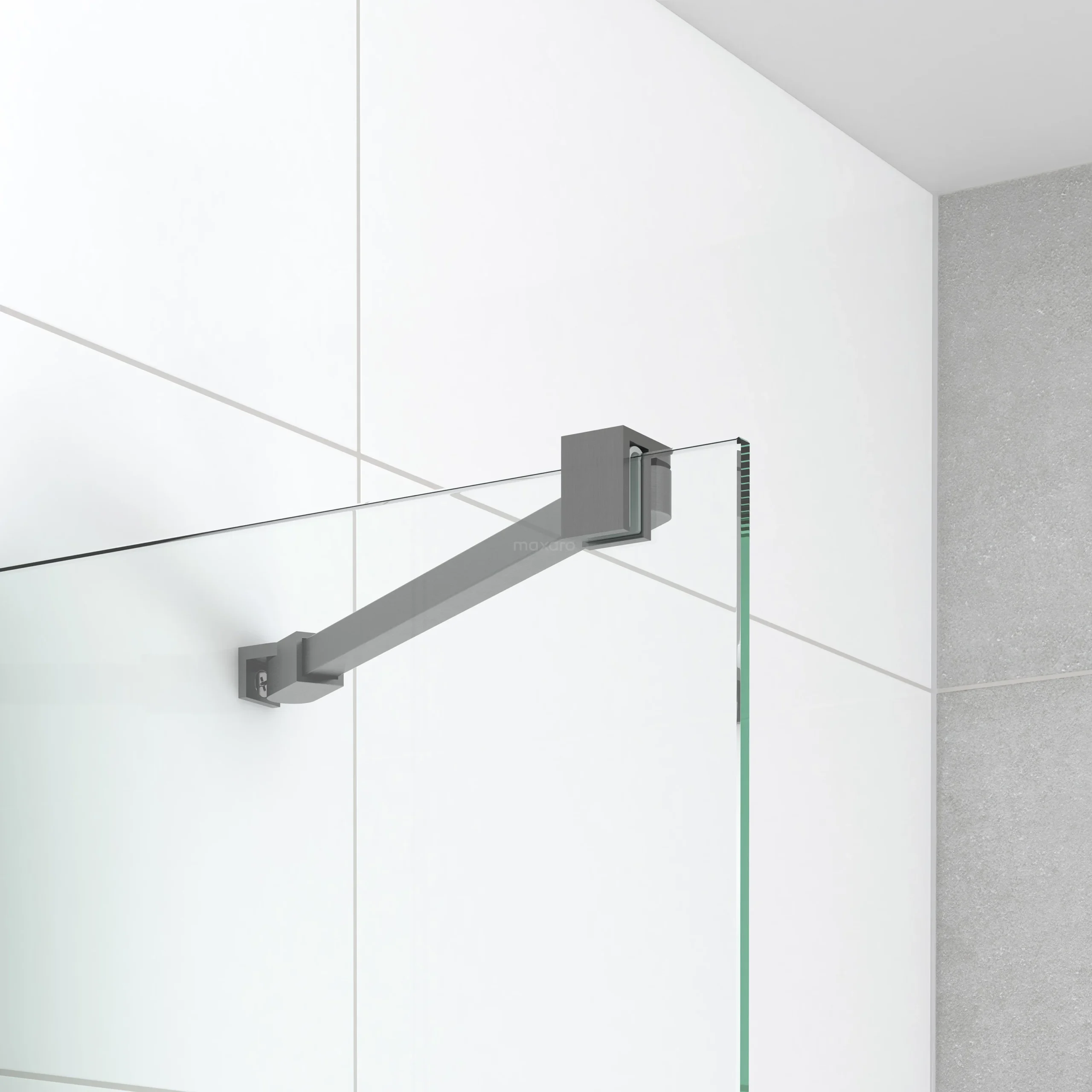 Diamond Inloopdouche | 50 Cm Zwart Metaal Helder Glas Vaste Wand - Afbeelding 3